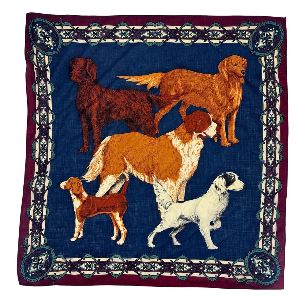 VTG Ginnie Johansen Dog-Print Wool Scarf